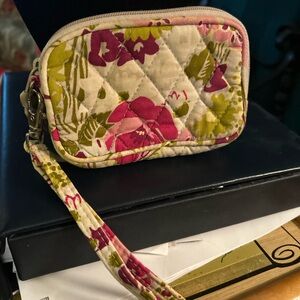 Vera Bradley Pink and Green Floral Wristlet